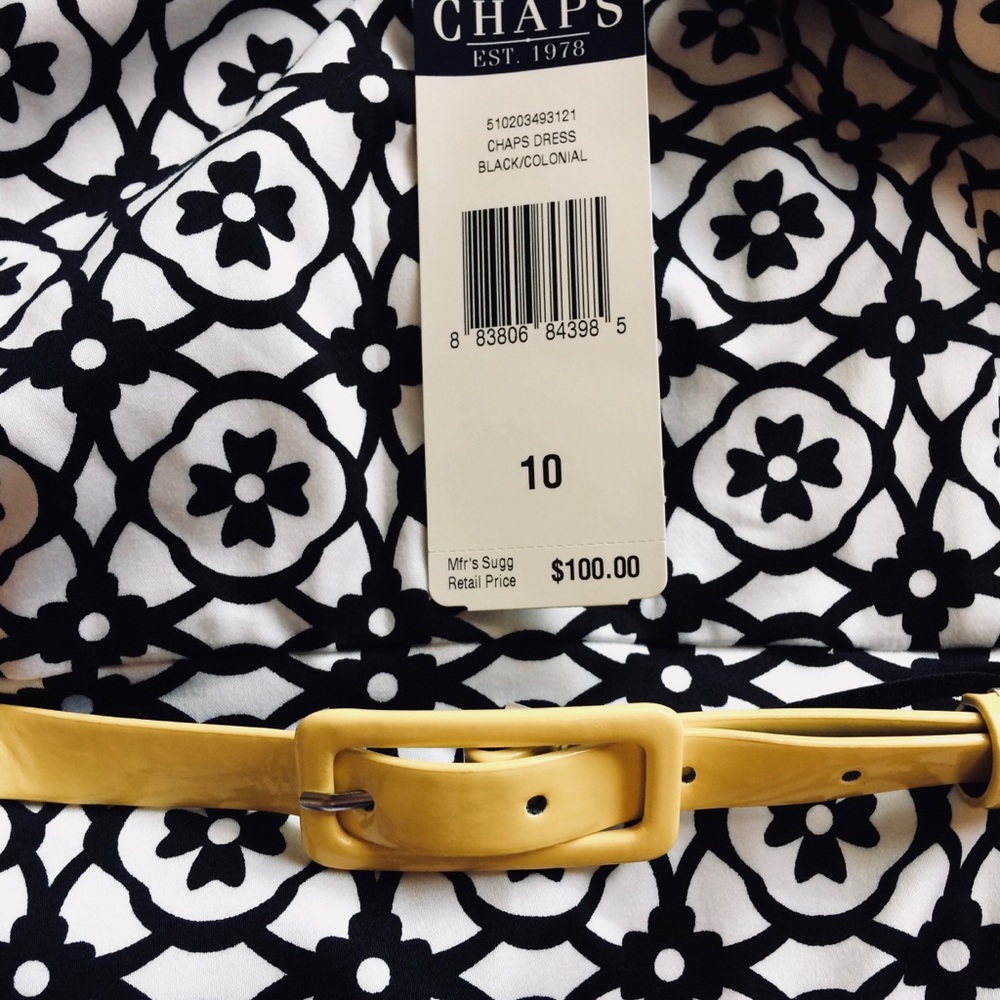 NEW Chaps Belted Fit and Flare Print Dress - Picture 7 of 8